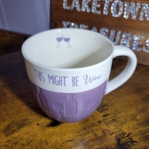 Pflatzgraff Purple/white Ceramic 'This might be Wine' Mug
